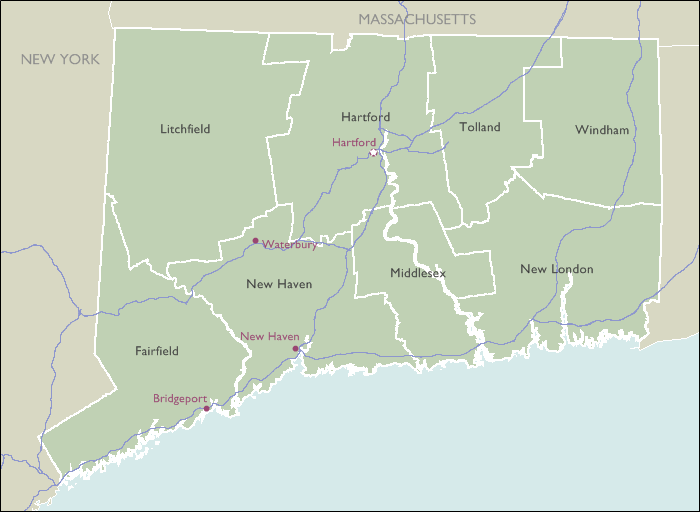 County Zip Code Maps of Connecticut