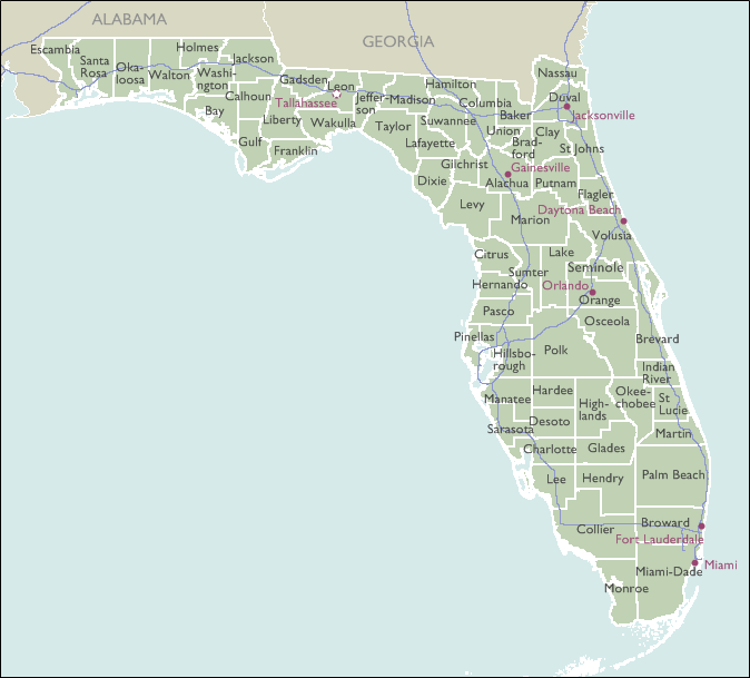 County Zip Code Maps of Florida