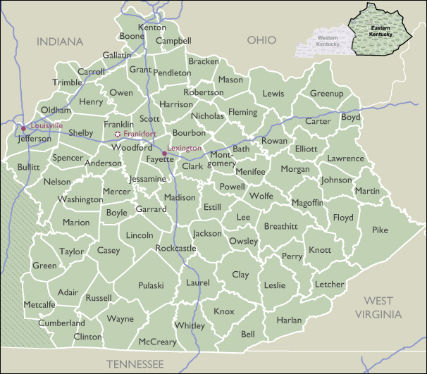 County Map of Kentucky