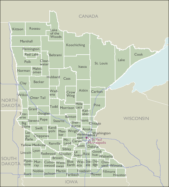 County Map of Minnesota