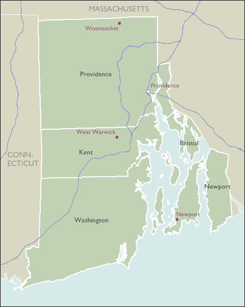County Zip Code Maps of Rhode Island