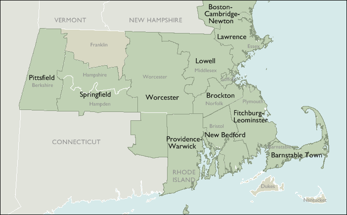 Metro Area Zip Code Maps of Massachusetts