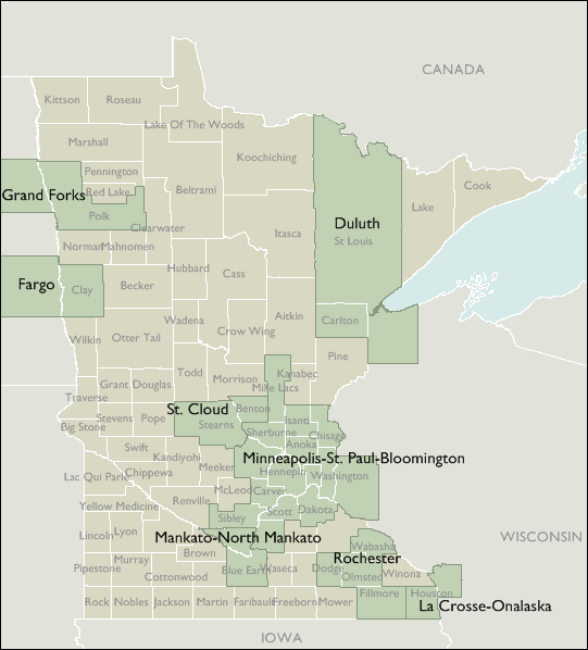 Metro Area Zip Code Maps of Minnesota