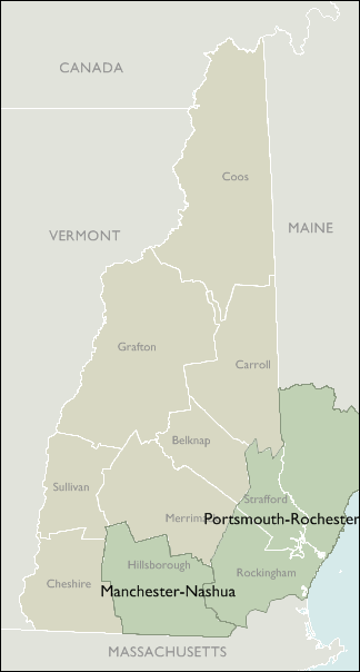 Metro Area Zip Code Maps of New Hampshire
