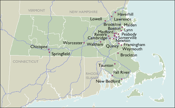 City Zip Code Maps of Massachusetts