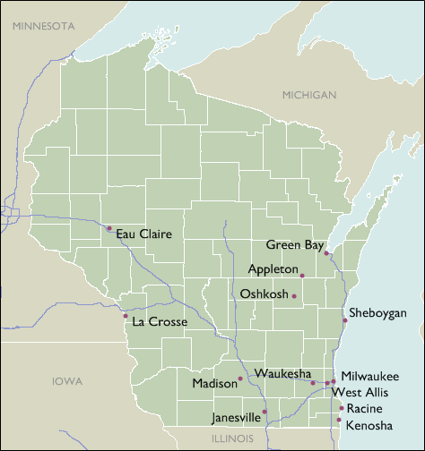 City Zip Code Maps of Wisconsin