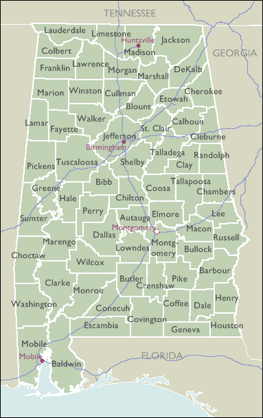 County Map of Alabama