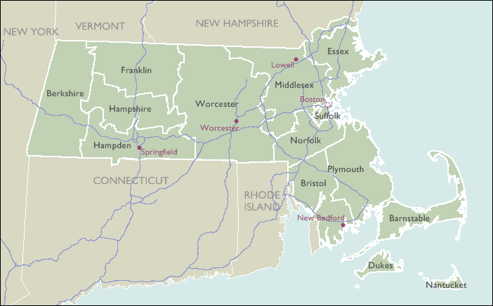 County Zip Code Maps Of Massachusetts