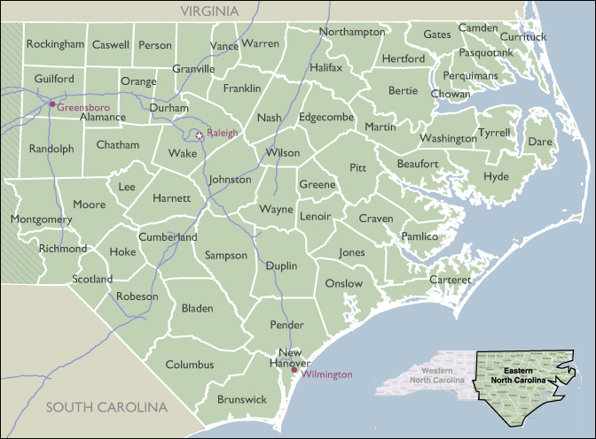 County Map of North Carolina