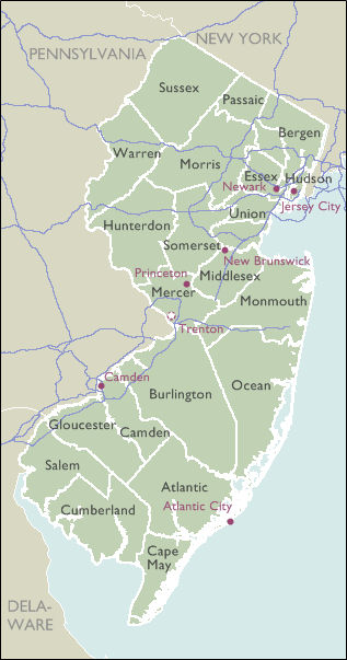 County Map of New Jersey