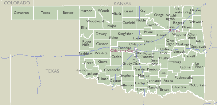 County Zip Code Maps Of Oklahoma