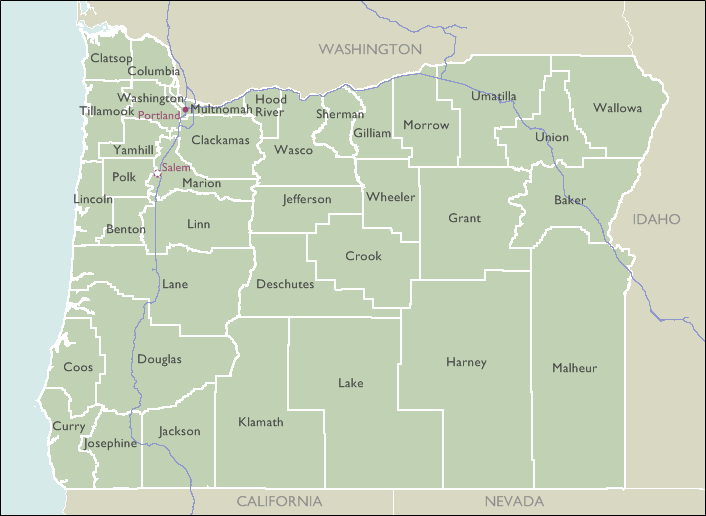 County Map of Oregon