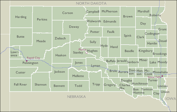 County Map of South Dakota