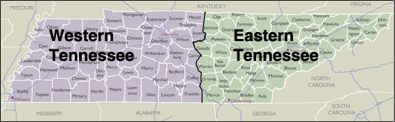 County Map of Tennessee