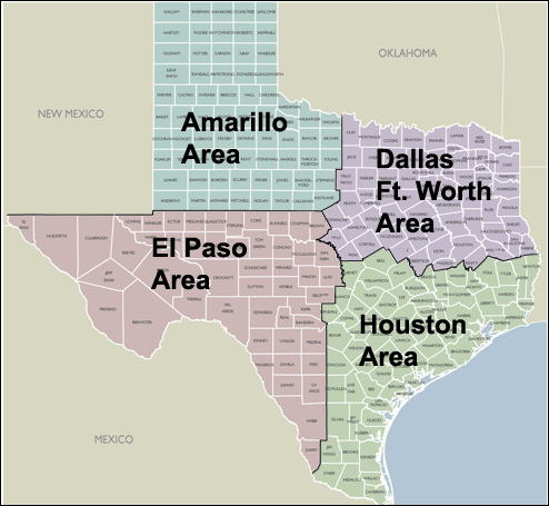 County 3 Digit Zip Code Maps of Texas