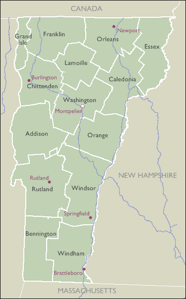 County Map of Vermont