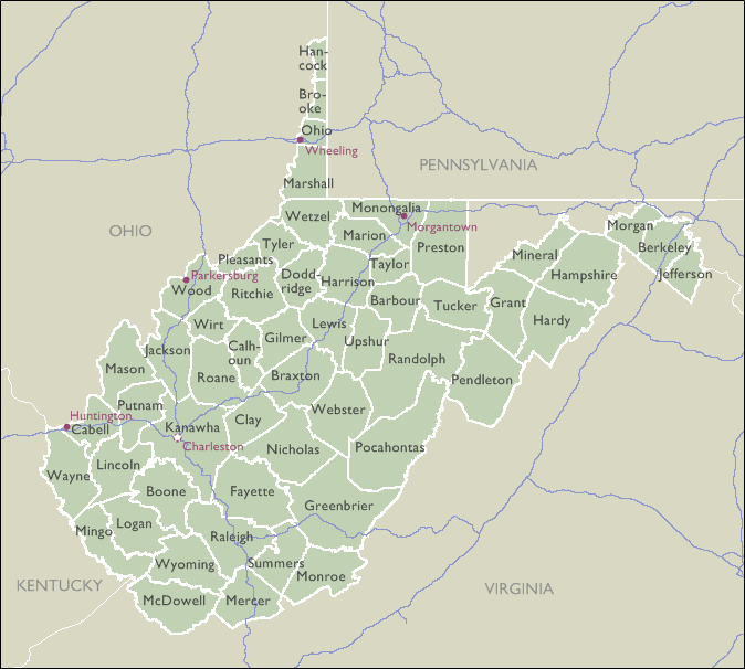 County Map of West Virginia