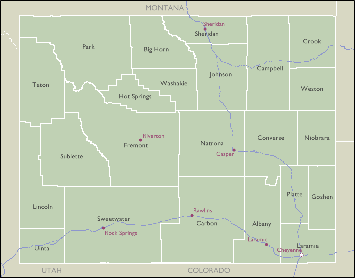 County Map of Wyoming
