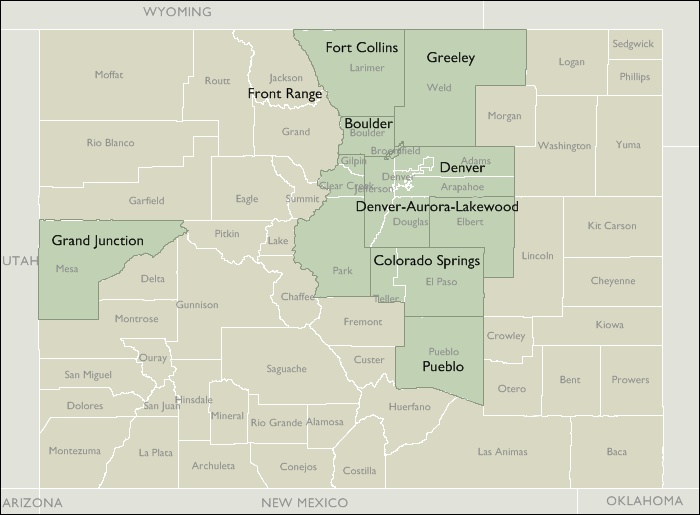 Metro Area Map of Colorado