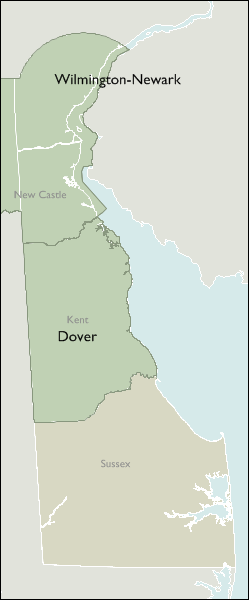 Metro Area Map of Delaware
