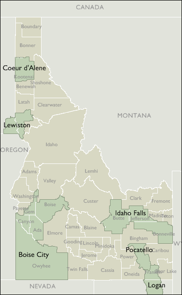 Metro Area Map of Idaho