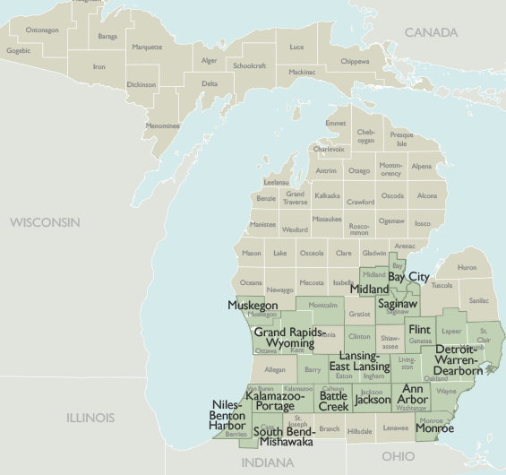 Metro Area Map of Michigan