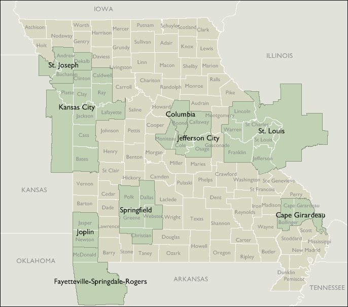 Metro Area Map of Missouri