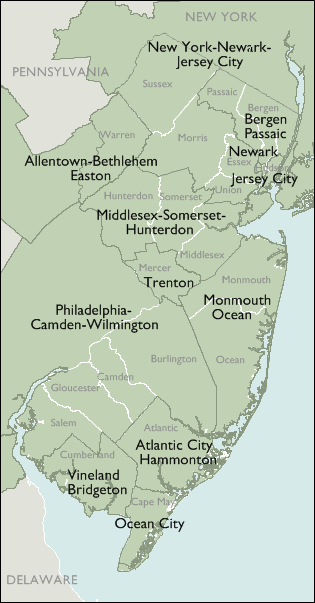 Metro Area Map of New Jersey