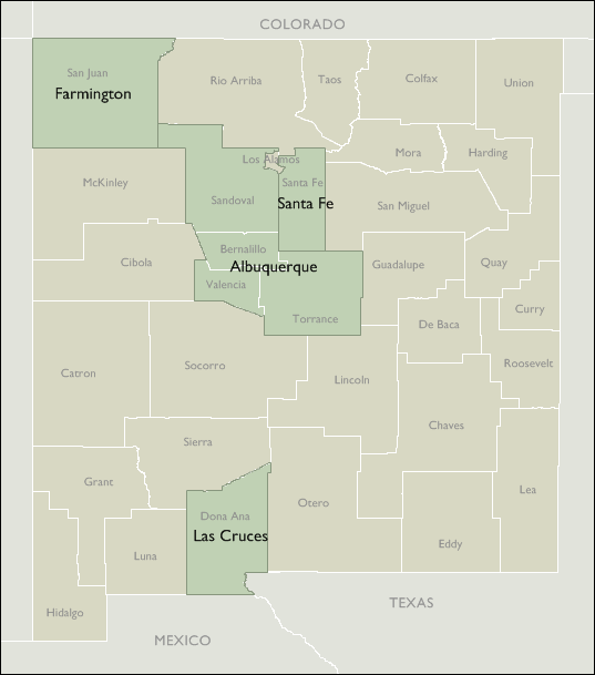 Metro Area Map of New Mexico