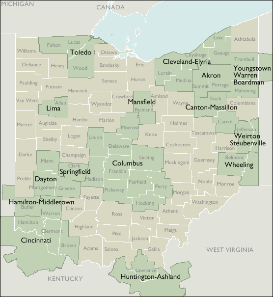 Metro Area Map of Ohio