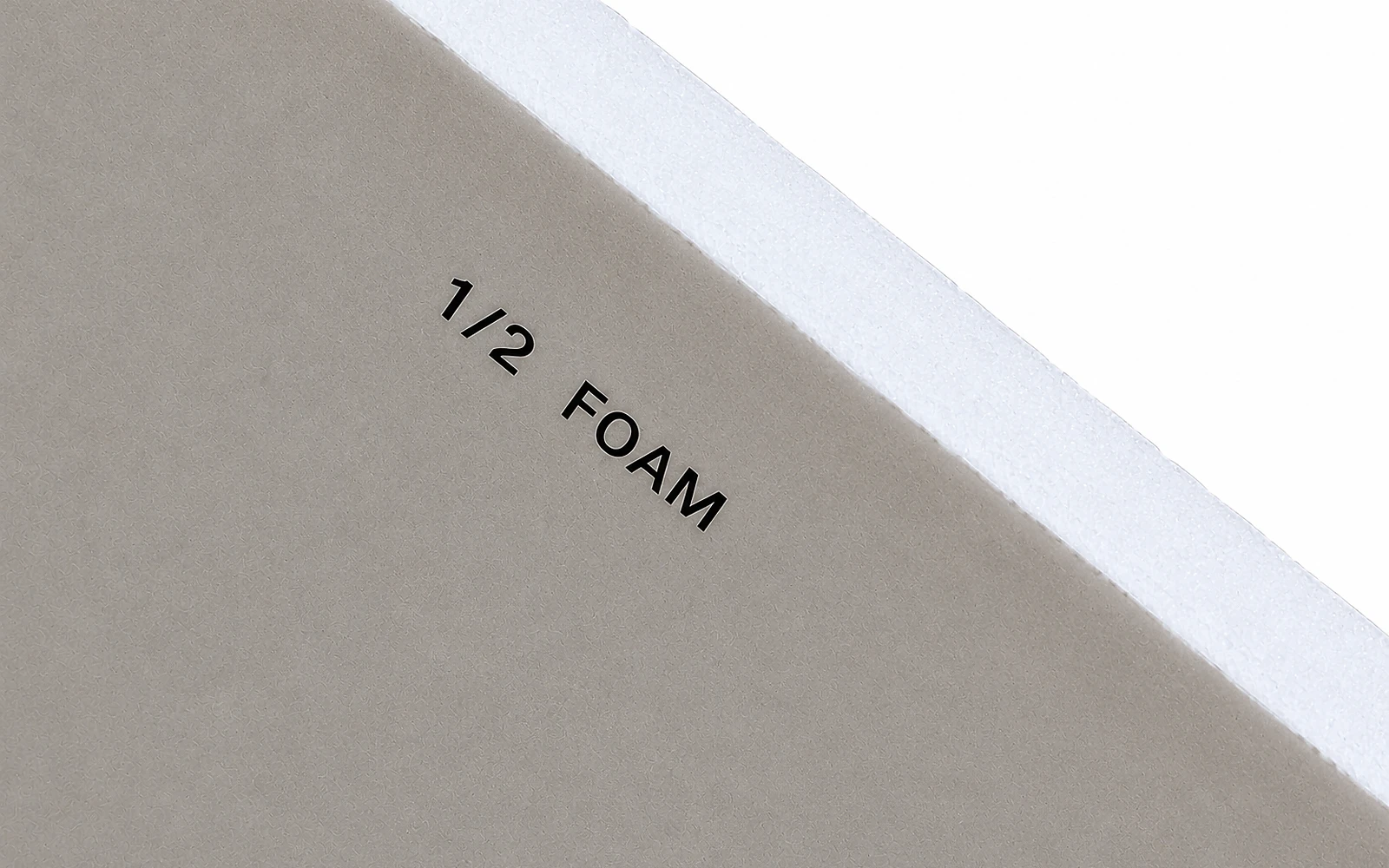 The cut corner of a board printed 1/2 FOAM