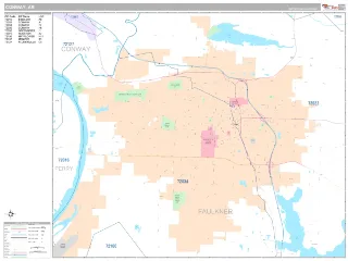 Conway, AR Classic style ZIP Code wall map