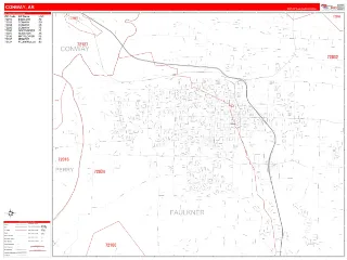 Conway, AR RedLine style ZIP Code wall map