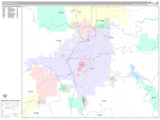 Fayetteville, AR Classic style ZIP Code wall map