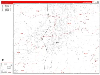 Fayetteville, AR RedLine style ZIP Code wall map
