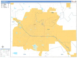 Jonesboro, AR Business Reference style ZIP Code wall map