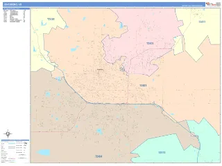 Jonesboro, AR ColorCast style ZIP Code wall map