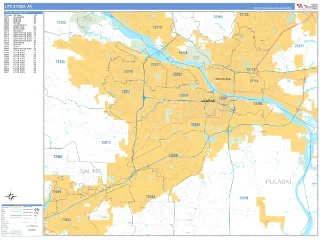 Little Rock, AR Business Reference style ZIP Code wall map