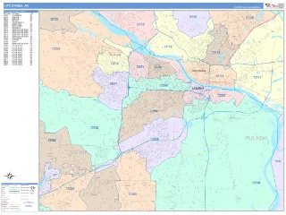 Little Rock, AR ColorCast style ZIP Code wall map