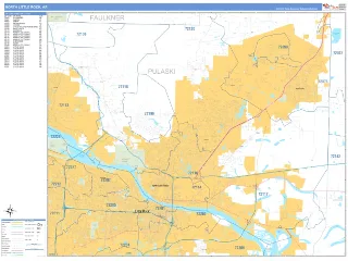 North Little Rock, AR Business Reference style ZIP Code wall map