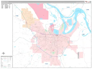 Pine Bluff, AR Classic style ZIP Code wall map