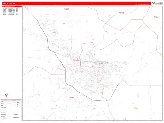 Pine Bluff, AR RedLine style ZIP Code wall map