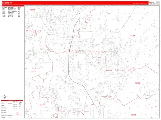 Rogers, AR RedLine style ZIP Code wall map