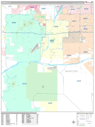 Avondale, AZ Classic style ZIP Code wall map