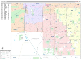Chandler, AZ Classic style ZIP Code wall map