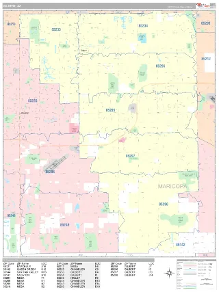 Gilbert, AZ Classic style ZIP Code wall map