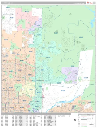 Scottsdale, AZ Classic style ZIP Code wall map