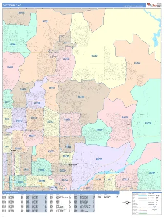 Scottsdale, AZ ColorCast style ZIP Code wall map