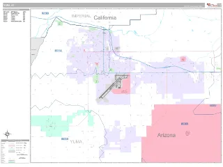 Yuma, AZ Classic style ZIP Code wall map