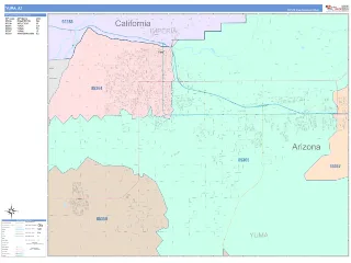 Yuma, AZ ColorCast style ZIP Code wall map